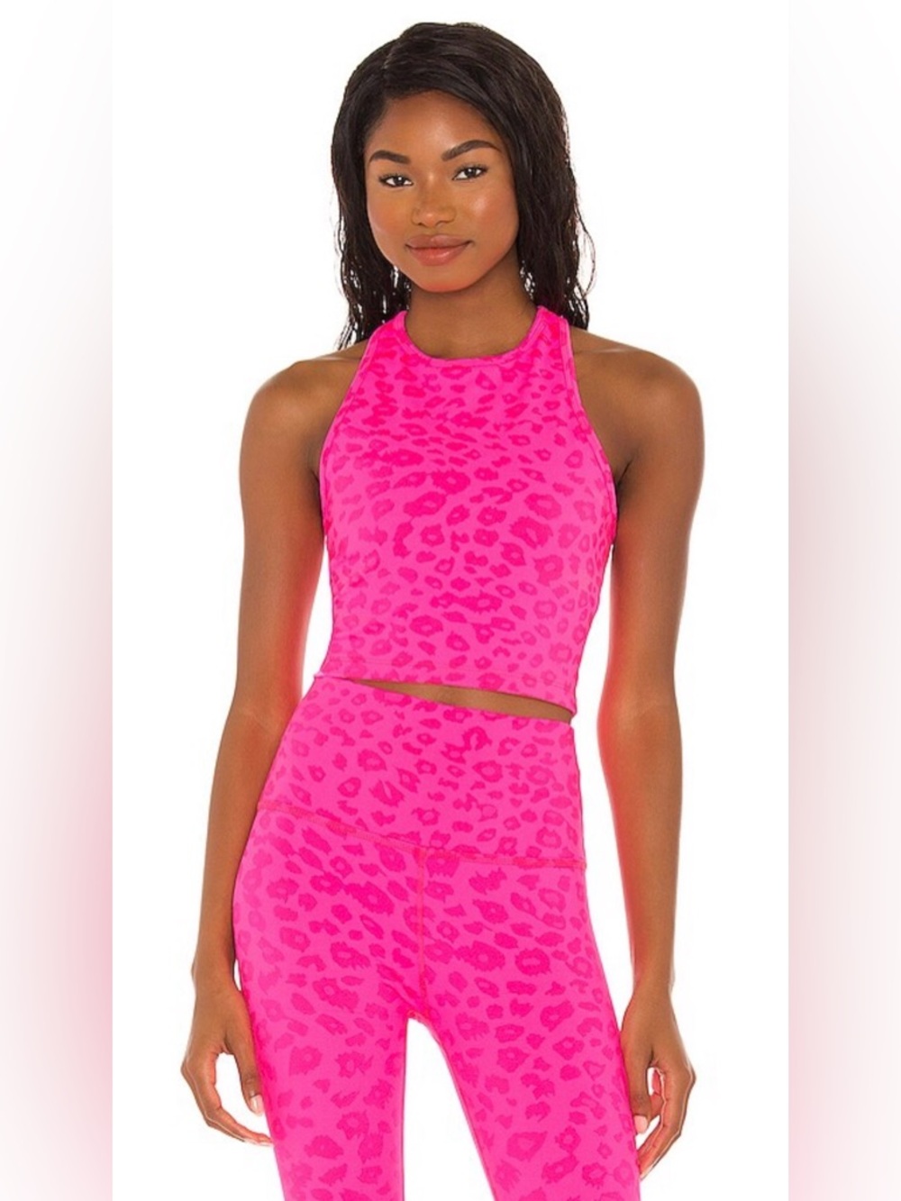 Beyond Yoga Studio Cropped Tank in Electric Pink Heather, Size S